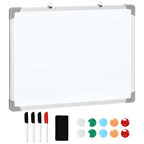 HOMCOM Whiteboard Magnetisch Magnettafel mit 4 Markern 1 Radiergummi 10 Magnet Staffelei Wandmontage leicht abwischbar 60 x 1,8 x 45 cm von HOMCOM