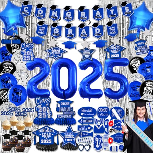 Blau und Silber Abschlussdekorationen Klasse von 2025 Blau und Silber Abschlussdekorationen Klasse von 2025 von HOMDAILY