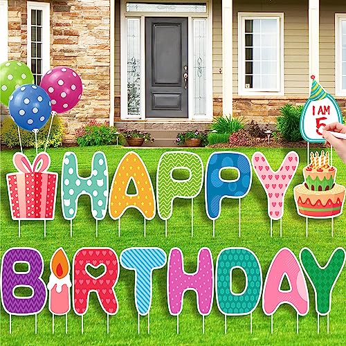 HOME COMPOSER 16 Stück Happy Birthday HofSchilder mit Pfählen – 38,1 cm bunte große Buchstaben Geburtstag Hof Rasen Dekorationen mit 3 echten Ballons und einem Whiteboard, HOME COMPOSER 16 Stück Happy Birthday HofSchilder mit Pfählen – 38,1 cm bunte große Buchstaben Geburtstag Hof Rasen Dekorationen mit 3 echten Ballons und einem Whiteboard, von HOME COMPOSER