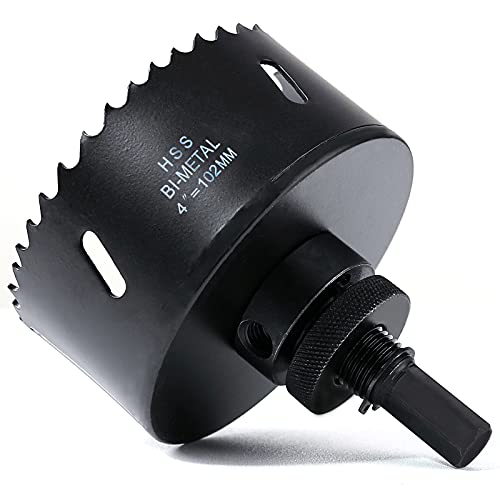 Lochsäge 102mm, Schnellarbeitsstahl HSS M42 Bi-Metall Lochsäge, Lochfräser mit Sechskant-Schaft und Bohrer für Holz, Trockenbau und Metallblech 1 Stück Schwarz Lochsäge 102mm, Schnellarbeitsstahl HSS M42 Bi-Metall Lochsäge, Lochfräser mit Sechskant-Schaft und Bohrer für Holz, Trockenbau und Metallblech 1 Stück Schwarz von HOME COMPOSER