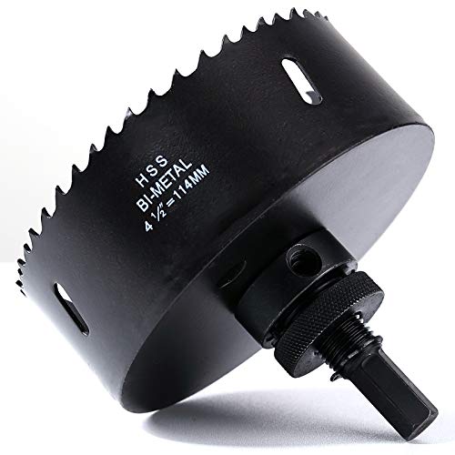 Lochsäge 114mm, Schnellarbeitsstahl HSS M42 Bi-Metall Lochsäge, Lochfräser mit Sechskant-Schaft und Bohrer für Holz, Trockenbau und Metallblech, 1 Stück Schwarz Lochsäge 114mm, Schnellarbeitsstahl HSS M42 Bi-Metall Lochsäge, Lochfräser mit Sechskant-Schaft und Bohrer für Holz, Trockenbau und Metallblech, 1 Stück Schwarz von HOME COMPOSER