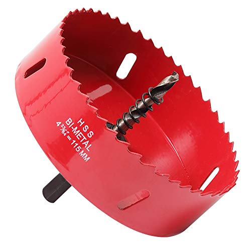 Lochsäge 115mm, Schnellarbeitsstahl HSS M42 Bi-Metall Lochsäge, Lochfräser mit Sechskant-Schaft und Bohrer für Holz, Trockenbau und Metallblech,1 Stück Rote Lochsäge 115mm, Schnellarbeitsstahl HSS M42 Bi-Metall Lochsäge, Lochfräser mit Sechskant-Schaft und Bohrer für Holz, Trockenbau und Metallblech,1 Stück Rote von HOME COMPOSER
