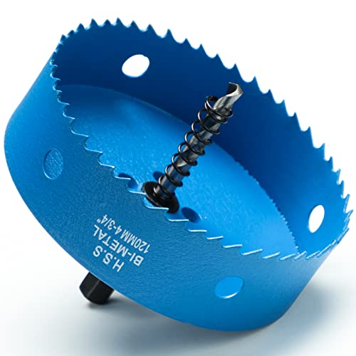 Lochsäge 120mm, Schnellarbeitsstahl HSS M42 Bi-Metall Lochsäge, Lochfräser mit Sechskant-Schaft und Bohrer für Holz, Trockenbau und Metallblech, 1 Stück Blau Lochsäge 120mm, Schnellarbeitsstahl HSS M42 Bi-Metall Lochsäge, Lochfräser mit Sechskant-Schaft und Bohrer für Holz, Trockenbau und Metallblech, 1 Stück Blau von HOME COMPOSER