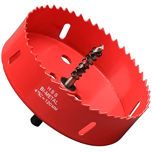 Lochsäge 120mm, Schnellarbeitsstahl HSS M42 Bi-Metall Lochsäge, Lochfräser mit Sechskant-Schaft und Bohrer für Holz, Trockenbau und Metallblech, 1 Stück Rot Lochsäge 120mm, Schnellarbeitsstahl HSS M42 Bi-Metall Lochsäge, Lochfräser mit Sechskant-Schaft und Bohrer für Holz, Trockenbau und Metallblech, 1 Stück Rot von HOME COMPOSER