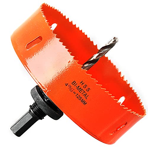 Lochsäge 125mm, Schnellarbeitsstahl HSS M42 Bi-Metall Lochsäge, Lochfräser mit Sechskant-Schaft und Bohrer für Holz, Trockenbau und Metallblech 1 Stück Orangeø125mm Lochsäge 125mm, Schnellarbeitsstahl HSS M42 Bi-Metall Lochsäge, Lochfräser mit Sechskant-Schaft und Bohrer für Holz, Trockenbau und Metallblech 1 Stück Orangeø125mm von HOME COMPOSER