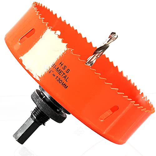 Lochsäge 130mm, Schnellarbeitsstahl HSS M42 Bi-Metall Lochsäge, Lochfräser mit Sechskant-Schaft und Bohrer für Holz, Trockenbau und Metallblech, 1 Stück Orange Lochsäge 130mm, Schnellarbeitsstahl HSS M42 Bi-Metall Lochsäge, Lochfräser mit Sechskant-Schaft und Bohrer für Holz, Trockenbau und Metallblech, 1 Stück Orange von HOME COMPOSER