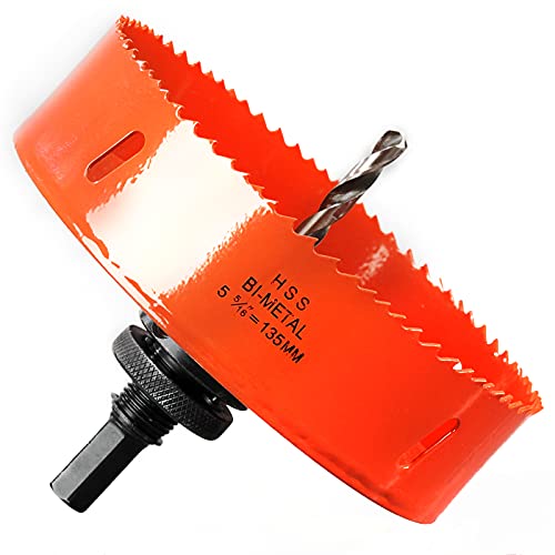 Lochsäge 135mm, Schnellarbeitsstahl HSS M42 Bi-Metall Lochsäge, Lochfräser mit Sechskant-Schaft und Bohrer für Holz, Trockenbau und Metallblech, 1 Stück Orange Lochsäge 135mm, Schnellarbeitsstahl HSS M42 Bi-Metall Lochsäge, Lochfräser mit Sechskant-Schaft und Bohrer für Holz, Trockenbau und Metallblech, 1 Stück Orange von HOME COMPOSER