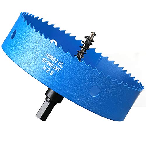 Lochsäge 140mm, Schnellarbeitsstahl HSS M42 Bi-Metall Lochsäge, Lochfräser mit Sechskant-Schaft und Bohrer für Holz, Trockenbau und Metallblech 1 Stück Blau Lochsäge 140mm, Schnellarbeitsstahl HSS M42 Bi-Metall Lochsäge, Lochfräser mit Sechskant-Schaft und Bohrer für Holz, Trockenbau und Metallblech 1 Stück Blau von HOME COMPOSER