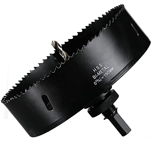 Lochsäge 150mm, Schnellarbeitsstahl HSS M42 Bi-Metall Lochsäge, Lochfräser mit Sechskant-Schaft und Bohrer für Holz, Trockenbau und Metallblech, 1 Stück Schwarz Lochsäge 150mm, Schnellarbeitsstahl HSS M42 Bi-Metall Lochsäge, Lochfräser mit Sechskant-Schaft und Bohrer für Holz, Trockenbau und Metallblech, 1 Stück Schwarz von HOME COMPOSER
