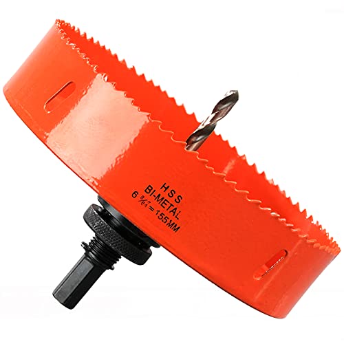 Lochsäge 155mm, Schnellarbeitsstahl HSS M42 Bi-Metall Lochsäge, Lochfräser mit Sechskant-Schaft und Bohrer für Holz, Trockenbau und Metallblech 1 Stück Orange Lochsäge 155mm, Schnellarbeitsstahl HSS M42 Bi-Metall Lochsäge, Lochfräser mit Sechskant-Schaft und Bohrer für Holz, Trockenbau und Metallblech 1 Stück Orange von HOME COMPOSER