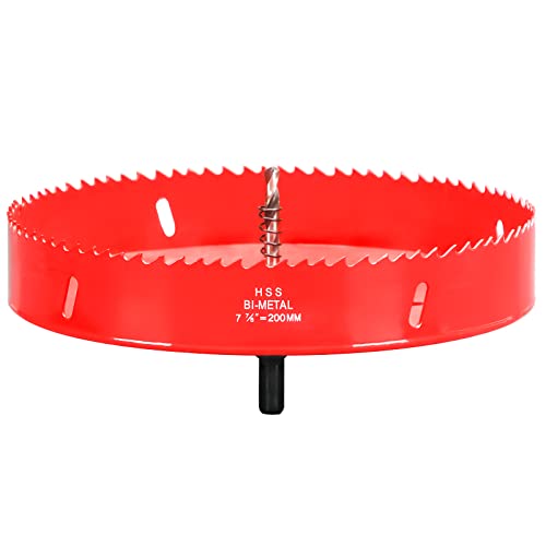 Lochsäge 200mm, Schnellarbeitsstahl HSS M42 Bi-Metall Lochsäge, Lochfräser mit Sechskant-Schaft und Bohrer für Holz, Trockenbau und Metallblech, 1 Stück Rot Lochsäge 200mm, Schnellarbeitsstahl HSS M42 Bi-Metall Lochsäge, Lochfräser mit Sechskant-Schaft und Bohrer für Holz, Trockenbau und Metallblech, 1 Stück Rot von HOME COMPOSER