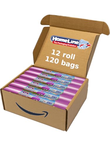 HOME LINE - 120 Müllbeutel 110 Liter - 70 x 110 cm - Säcke mit Bindung, auslaufsicher und sehr robust | Müllbeutel für Mülltrennung - Farbe Rosa von HOME LINE