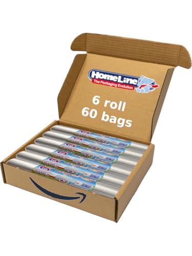 HOME LINE - 60 Müllbeutel 110 Liter - 70 x 110 cm - Säcke mit Bindung, auslaufsicher und sehr robust | Müllbeutel für Mülltrennung - Farbe transparent von HOME LINE