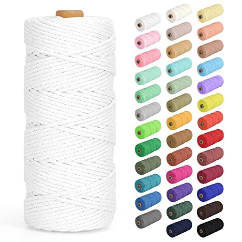 Makramee Garn 3mm x 100m, Baumwollkordel Farbig Baumwollgarn Geflochten Baumwollseil, Natürliche Baumwollschnur für Makramee Wandbehang, Blumenampel, Vorhang und Mehr DIY Deco, Weiß Makramee Garn 3mm x 100m, Baumwollkordel Farbig Baumwollgarn Geflochten Baumwollseil, Natürliche Baumwollschnur für Makramee Wandbehang, Blumenampel, Vorhang und Mehr DIY Deco, Weiß von HOMEBOBO