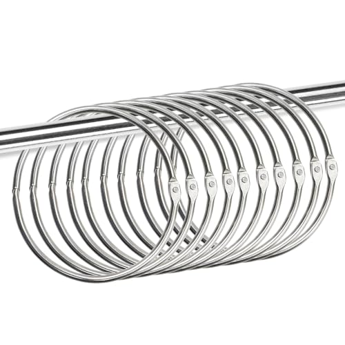 10 Stück 80mm Warenring Große Metallring Vielseitiger Buchbinderinge mit Schnellverschluss Schlüsselring mit Offenem zum Aufhängen von Duschvorhang Kleidung Lose Blatt Scrapbook (Silber) von HOMEJOY