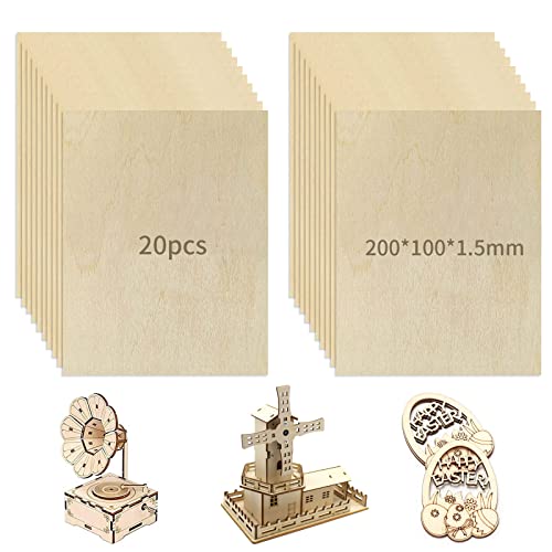 20 Stück Schnitz Sperrholzplatte DIY Balsa Holz Platten Dünnes Linde Holzplatten Balsaholz Lindenholz Basteln für Gravieren Handwerk Gemälde Haus Boot Flugzeug Modell Basteln von HOMEJOY