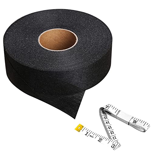 HOMEJOY 64M*4CM Bügelband zum Aufbügeln Hochwertiges Saumfließ Saumband zum Aufbügeln Bügelband Saumband Waschfest Nahtband mit Maßband für Vorhang Hosen Kleidung (Schwarz) von HOMEJOY