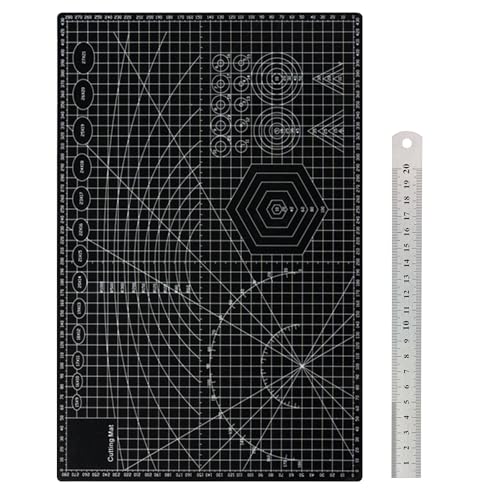Schneidematten-Set, A3, doppelseitig, Bastelmatte, 3 mm dickes Schneidebrett mit Stahllineal, 3-lagiges, selbstheilendes Schneidebrett von HOMEJOY
