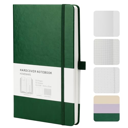 HOMEMARS Notizbuch, Notebook, 21cm*14.5cm, Notizbuch A5 Kariert, Journal buch, Reisetagebuch, Kariert Papier,Notizblock, Notizbücher a5, 100GSM, 200 Seiten, Grün,Leder Hardcover HOMEMARS Notizbuch, Notebook, 21cm*14.5cm, Notizbuch A5 Kariert, Journal buch, Reisetagebuch, Kariert Papier,Notizblock, Notizbücher a5, 100GSM, 200 Seiten, Grün,Leder Hardcover von HOMEMARS