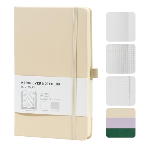 HOMEMARS Notizbuch, Notebook, 21cm*14.5cm,Notizbuch A5 Dotted, Hardcover Leader Bullet Dot Grid Journal, Journal buch, Reisetagebuch, Notizblock, 100GSM, 200 Seiten, Lvory,Leder Hardcover HOMEMARS Notizbuch, Notebook, 21cm*14.5cm,Notizbuch A5 Dotted, Hardcover Leader Bullet Dot Grid Journal, Journal buch, Reisetagebuch, Notizblock, 100GSM, 200 Seiten, Lvory,Leder Hardcover von HOMEMARS