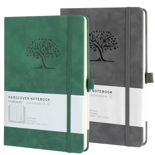 HOMEMARS Notizbuch, Notebook, A5, Journal buch, Reisetagebuch, Liniert A5, Notizblock, Notizbücher A5, 100GSM, 200 Pages, 2 Stück, Reisetagebuch, Notizbuch Leder,Prägebaum Design,Grün Grau HOMEMARS Notizbuch, Notebook, A5, Journal buch, Reisetagebuch, Liniert A5, Notizblock, Notizbücher A5, 100GSM, 200 Pages, 2 Stück, Reisetagebuch, Notizbuch Leder,Prägebaum Design,Grün Grau von HOMEMARS