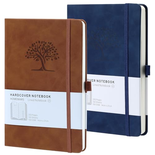 HOMEMARS Notizbuch, Notebook, A5, Journal buch, Reisetagebuch, Liniert A5, Notizblock, Notizbücher A5, 100GSM, 200Pages, 2 Stück, Reisetagebuch, Notizbuch Leder, Prägebaum Design,Braun Blau HOMEMARS Notizbuch, Notebook, A5, Journal buch, Reisetagebuch, Liniert A5, Notizblock, Notizbücher A5, 100GSM, 200Pages, 2 Stück, Reisetagebuch, Notizbuch Leder, Prägebaum Design,Braun Blau von HOMEMARS