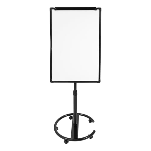 Höhenverstellbar Mobiles Whiteboard Einseitige Magnetisches Whiteboard mit Ständer 90x60cm Tragbares Staffelei Flipchart Ständer Rollendes Trockenlöschbrett mit 5 Universalräder (Schwarz) von HOMEONENIC