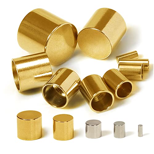 HOMEXO Verschluss-Endkappen, Edelstahl, 2–10 mm, Crimp-Endkappen, runde Kappe, Zubehör for DIY-Schmuck, Anschlussherstellung, 50 Stück (Color : A-Gold Color, Size : 10mm Hole) von HOMEXO