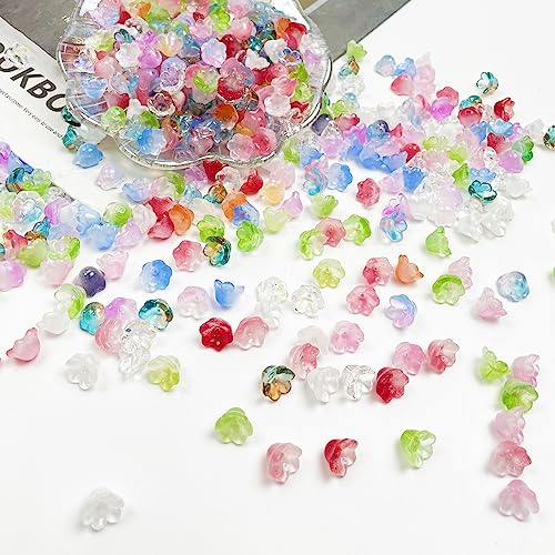 200PCS Glas Blume Perlen Tschechische Glasperlen für Schmuckherstellung Bunte Blume Glasperlen Bulk Klar Niedliche Perlen für Armbänder Herstellung Halsketten Ohrringe DIY Schmuck Machen von HOMICO