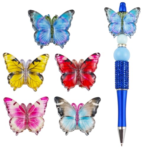 5 bunte Strass-Schmetterling-Perlen für Stifte, ausgefallene Fokusperlen für Perlenstifte, Perlen-Schlüsselanhänger 5 bunte Strass-Schmetterling-Perlen für Stifte, ausgefallene Fokusperlen für Perlenstifte, Perlen-Schlüsselanhänger von HOMICO