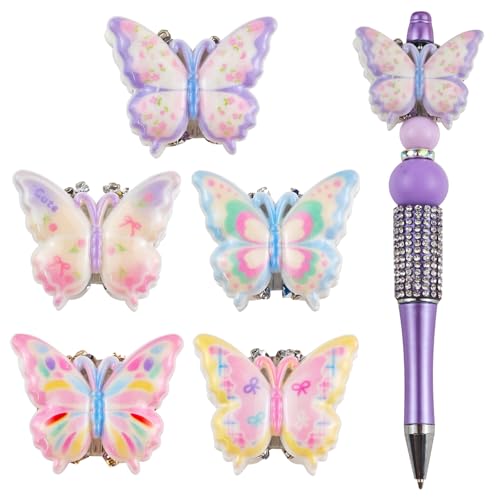 5 x Strass-Schmetterling-Perlen für Stifte, ausgefallene Fokusperlen für Perlenstifte, Perlenherstellung, Schlüsselanhänger 5 x Strass-Schmetterling-Perlen für Stifte, ausgefallene Fokusperlen für Perlenstifte, Perlenherstellung, Schlüsselanhänger von HOMICO