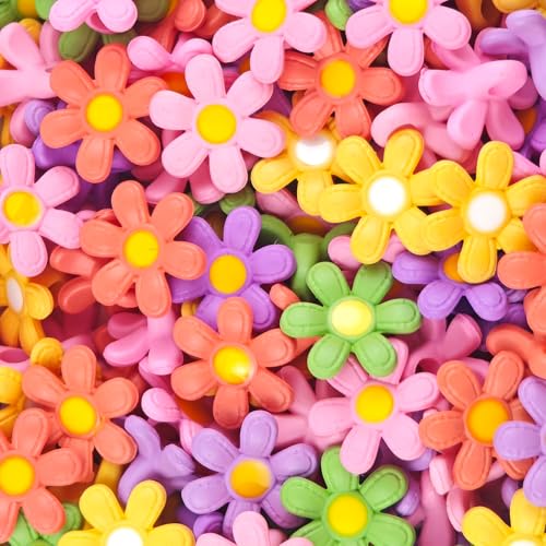 Bunte Mini-Gänseblümchen-Perlen für Stift, ausgefallene Fokusperlen, für Perlenstifte, Perlen, Schlüsselanhänger, 100 Stück von HOMICO