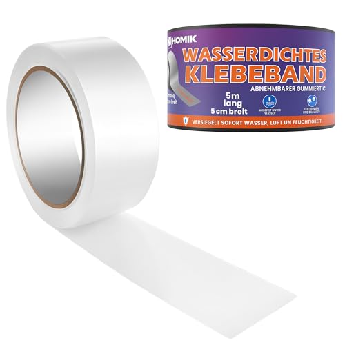 HOMIK 2Stk Je 5CM x 5M Extrem Starkes Transparent Wasserdichtes Klebeband Außen & Innen | Dichtungsband Wasserdicht | UV Beständig | Duct Tape | Selbstverschweißendes Klebeband von HOMIK