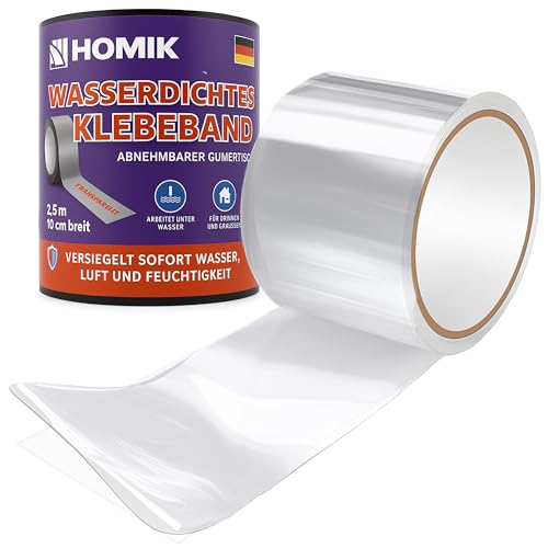 HOMIK 3Stk Je 10CM x 2.5M Extrem Starkes Transparent Wasserdichtes Klebeband Außen & Innen | Dichtungsband Wasserdicht | UV Beständig | Duct Tape | Selbstverschweißendes Klebeband HOMIK 3Stk Je 10CM x 2.5M Extrem Starkes Transparent Wasserdichtes Klebeband Außen & Innen | Dichtungsband Wasserdicht | UV Beständig | Duct Tape | Selbstverschweißendes Klebeband von HOMIK