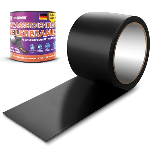HOMIK Extrem Starkes Wasserdichtes Klebeband Außen & Innen | Dichtungsband Wasserdicht 10cm x 2.5m | Klebeband UV Beständig | Duct Tape | Selbstverschweißendes Klebeband | Klebeband Schwarz HOMIK Extrem Starkes Wasserdichtes Klebeband Außen & Innen | Dichtungsband Wasserdicht 10cm x 2.5m | Klebeband UV Beständig | Duct Tape | Selbstverschweißendes Klebeband | Klebeband Schwarz von HOMIK