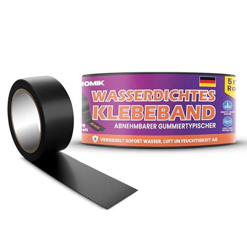 HOMIK Extrem Starkes Wasserdichtes Klebeband Außen & Innen | Dichtungsband Wasserdicht 5CM x 5M | Klebeband UV Beständig | Duct Tape | Selbstverschweißendes Klebeband | Klebeband Schwarz HOMIK Extrem Starkes Wasserdichtes Klebeband Außen & Innen | Dichtungsband Wasserdicht 5CM x 5M | Klebeband UV Beständig | Duct Tape | Selbstverschweißendes Klebeband | Klebeband Schwarz von HOMIK