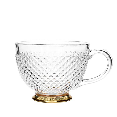 HOMLA Barrel Teetasse Transparent im Vintage Stil - Funktionaler Becher mit Eleganter Musterung - Für Partys Bankette Teeservice - Fassungsvermögen 0,36 l von HOMLA