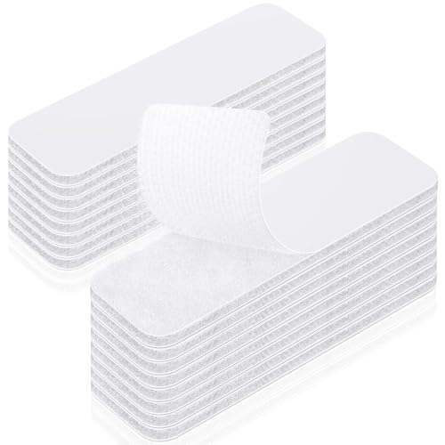 HOMMAND Klettband Selbstklebend Extra Stark, 16 Stück Doppelseitige Klebepads, Klettverschluss Selbstklebendes, Doppelseitiges Klebeband perfekt für Raumdekoration, Haus, Büro, Weiß, 30mm×100mm von HOMMAND
