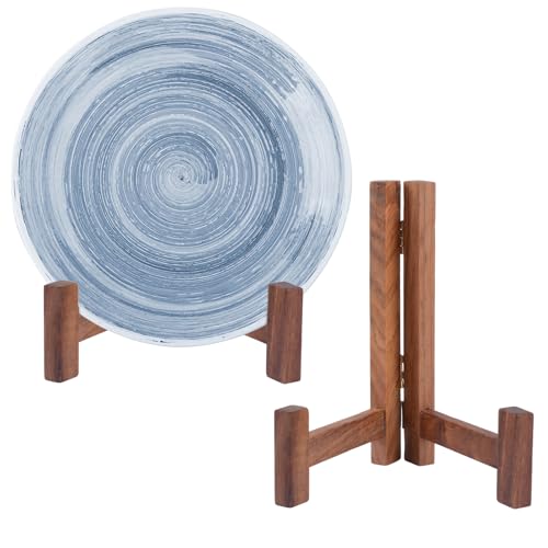 HOMMDECO 15,2 cm großer Tellerständer aus Holz für die Präsentation, 2 Stück, dekorativer Schreibtisch-Bilderrahmen, Kunsthalter, Staffeleien, zusammenklappbarer Schreibtisch, Dekoration für Tee von HOMMDECO