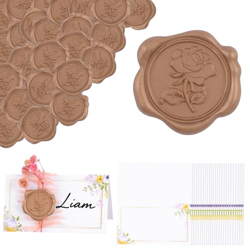 HOMMDECO 30 Stück gelbe Blumenkarten, blanko, Platzkarten, Papier, Geschenkanhänger für Hochzeit, Babyparty, Abendessen, Bankett, Party, Reservierte Sitzschilder, Partyzubehör (mit bronzefarbenen HOMMDECO 30 Stück gelbe Blumenkarten, blanko, Platzkarten, Papier, Geschenkanhänger für Hochzeit, Babyparty, Abendessen, Bankett, Party, Reservierte Sitzschilder, Partyzubehör (mit bronzefarbenen von HOMMDECO