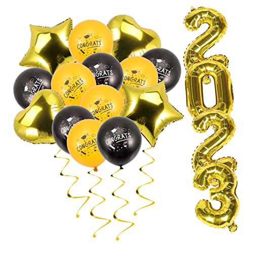 HOMOBABE 1 Satz Abschlussfeier Dekorationen Luftballons mit Abschlussklasse Ornamente für Party Fotografie Schwarz Gold Einfach zu Montieren für Drinnen Draußen von HOMOBABE
