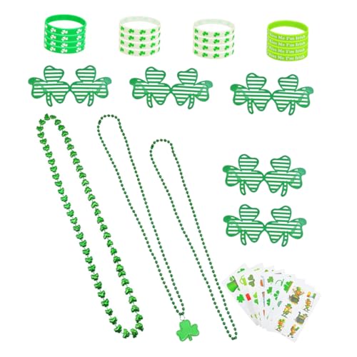 HOMOBABE 1 Satz Kleebrille Kleeblatt-Brille Party-Armband-Brille Halskette Shamrock -Armband Paddy's Day Accessoires Gummi Grün HOMOBABE 1 Satz Kleebrille Kleeblatt-Brille Party-Armband-Brille Halskette Shamrock -Armband Paddy's Day Accessoires Gummi Grün von HOMOBABE
