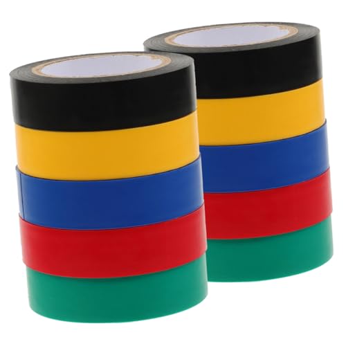 HOMOBABE 10 Rollen Isolierband Hochtemperatur Elektroband Verschiedenen Farben Wasserdichtes Stark Haftendes PVC Klebeband für Elektrische Anwendungen für Kabelorganisation und Reparaturen von HOMOBABE