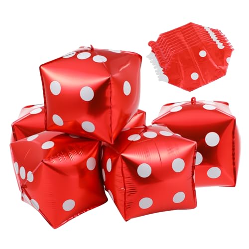 HOMOBABE 10 Stück Würfel Luftballons aus Aluminiumfolie für Themenpartys Dekorative für Spielabende und Events Rot von HOMOBABE
