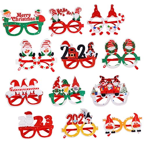 HOMOBABE 12 Stück Brillenverzierung Weihnachtsbrille Requisiten für Weihnachtsfotos Weihnachtsfeierbrille Gläser Party-Brillengestelle Party-Brillen-Requisiten Filzstoff von HOMOBABE