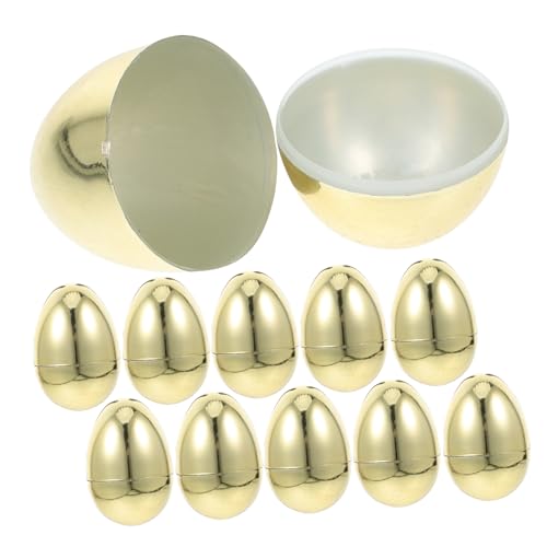 HOMOBABE 12 Stück Goldene Ostereier zum Befüllen Plastik Eier für Ostern Partys und Feierlichkeiten Dekorative und Süßigkeitenboxen Sicher und Vielseitig Einsetzbar von HOMOBABE