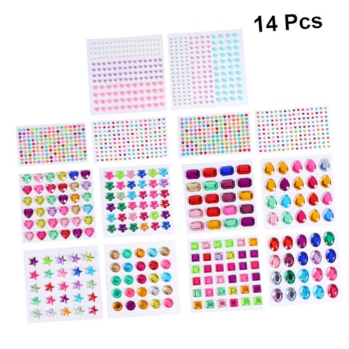 HOMOBABE 14 Blatt Diy Sticker Set Bögen Acryl Imitation Kristall Aufkleber für Kreative Scrapbook Dekoration für Jungen und Mädchen von HOMOBABE