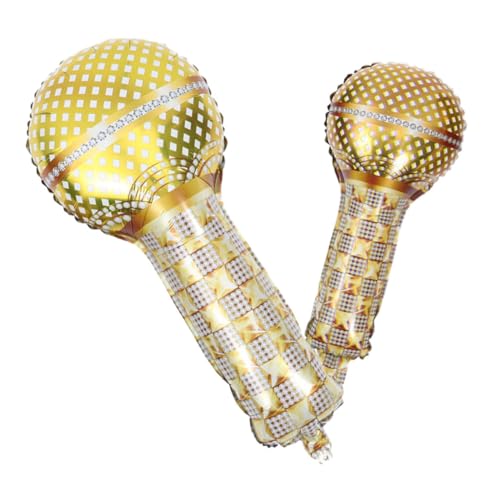 HOMOBABE 2 Stück Mikrofon Luftballons aus Aluminiumfolie Goldene Ktv Geburtstagsdeko Kleine und Große Mikrofonballons für Partys und Feiern von HOMOBABE