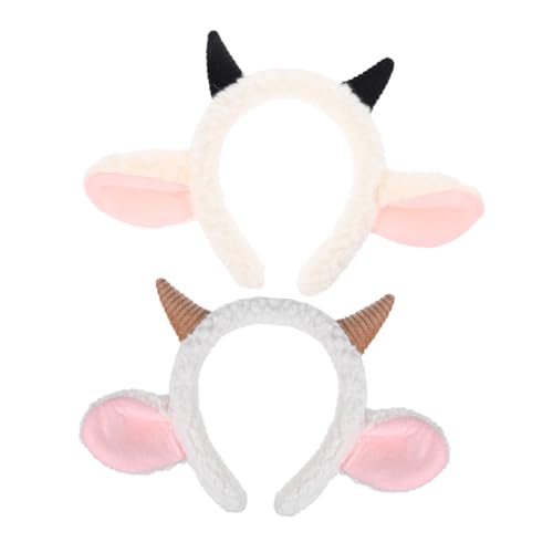 HOMOBABE 2 Stück Niedliches Schaf Ohr Stirnband mit Hörnern für Plüschige Kostüm Accessoires für Fasching Partys und Fotoshootings von HOMOBABE