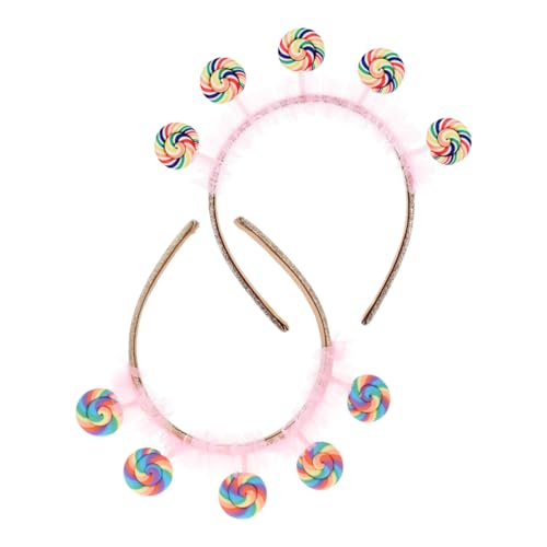 HOMOBABE 2 Stück Teiliges Pinkes Cartoon Lollipop Stirnband für Geeignet für Prinzessinnen Mottopartys aus Kunststoff Einfach zu Tragen und für Kopfhaut von HOMOBABE